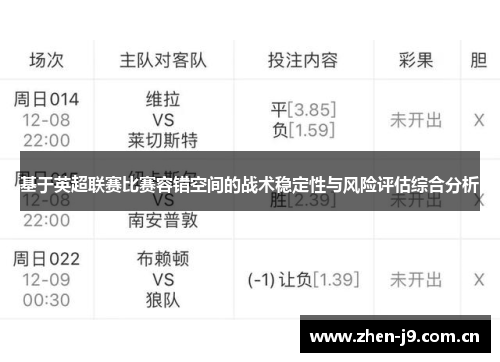 基于英超联赛比赛容错空间的战术稳定性与风险评估综合分析 基于英超联赛比赛容错空间的战术稳定性与风险评估综合分析